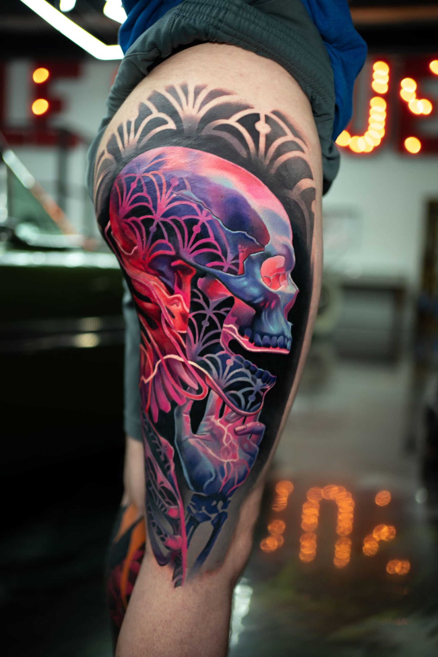 Rich Harris — pink skull with botanicals