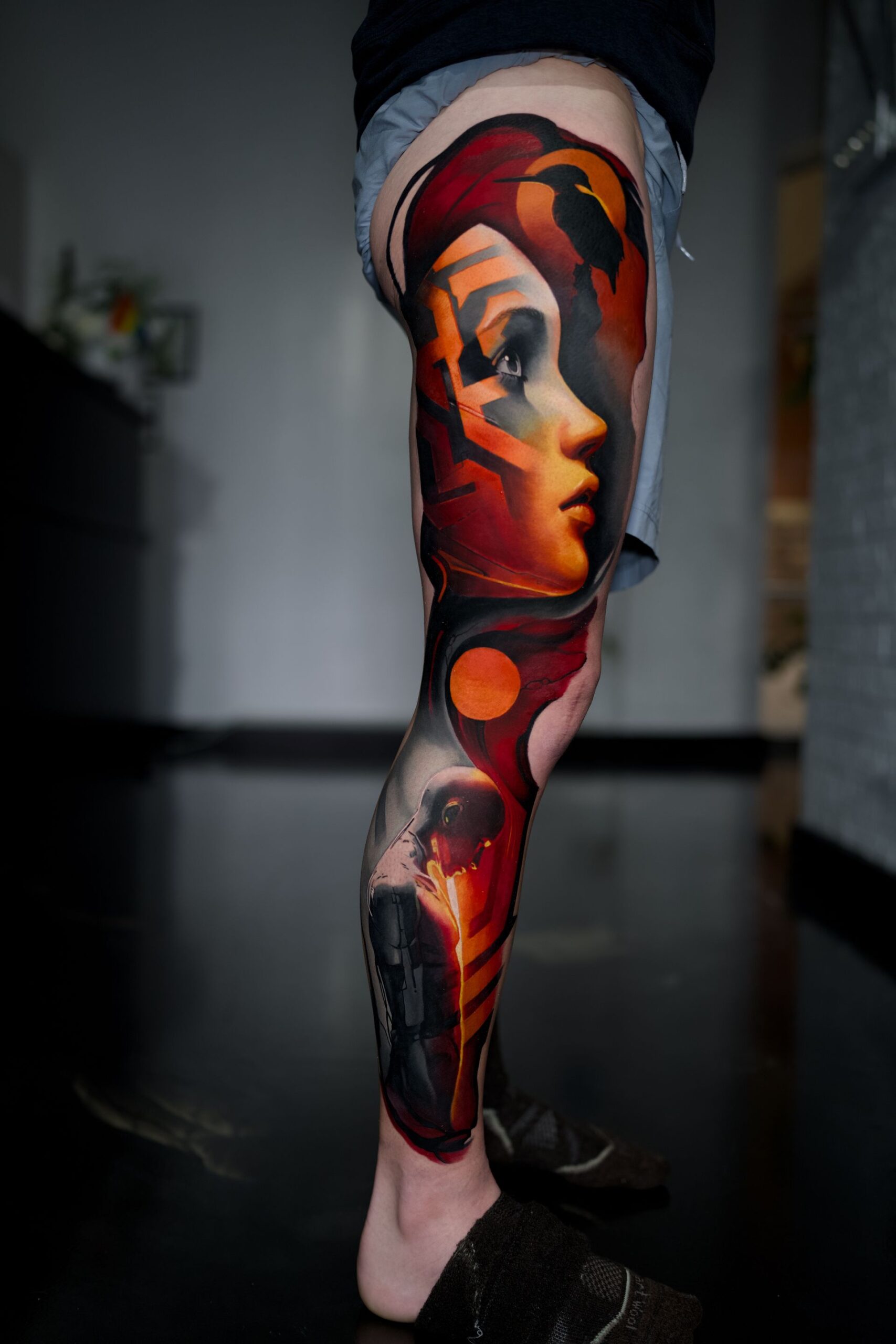 Rich Harris — full leg, cinematic red profile